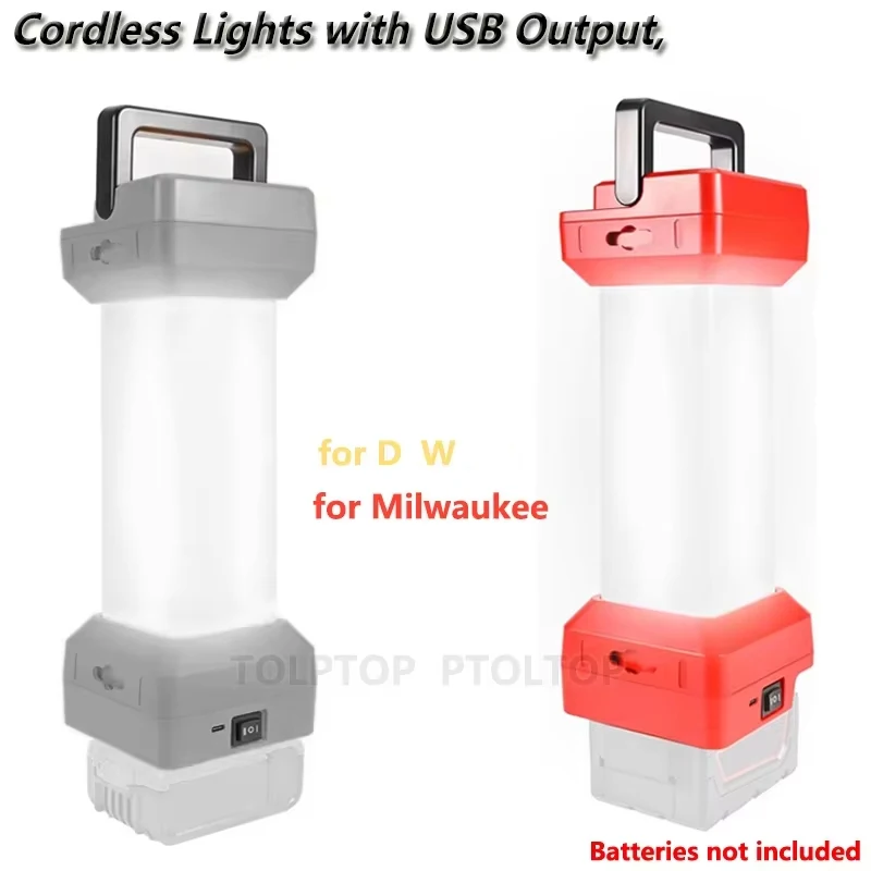 

Светодиодный рабочий фонарь с USB-портом, замена для аккумуляторов DEWALT/Milwaukee 18В 20В Li-ion, 1500 лм, кемпинговый фонарь для мастерских и чрезвычайных ситуаций