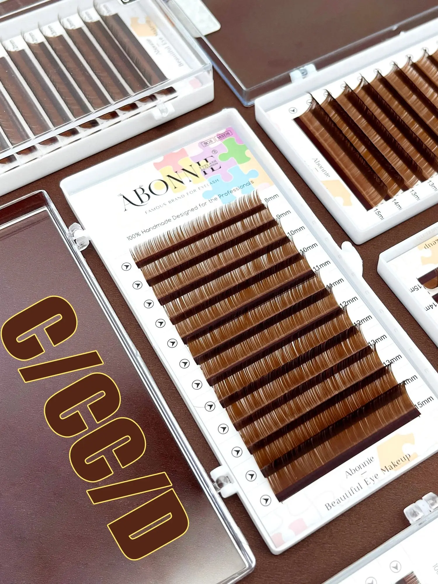 ABONNIE Cocoa Brown Indywidualna objętość przedłużania rzęs C CC D Brązowy kolor Natural Classic Mink Lashes Tray — zdjęcie 2