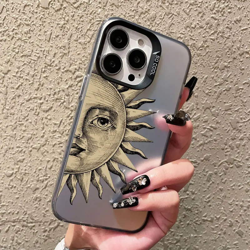 

Mysterious Sun God Laser Phone Case for iPhone 16 Pro Max Case 13 Mini 12 11 Pro Max 14 15 Pro Max Plus Shockproof Bumper Covers