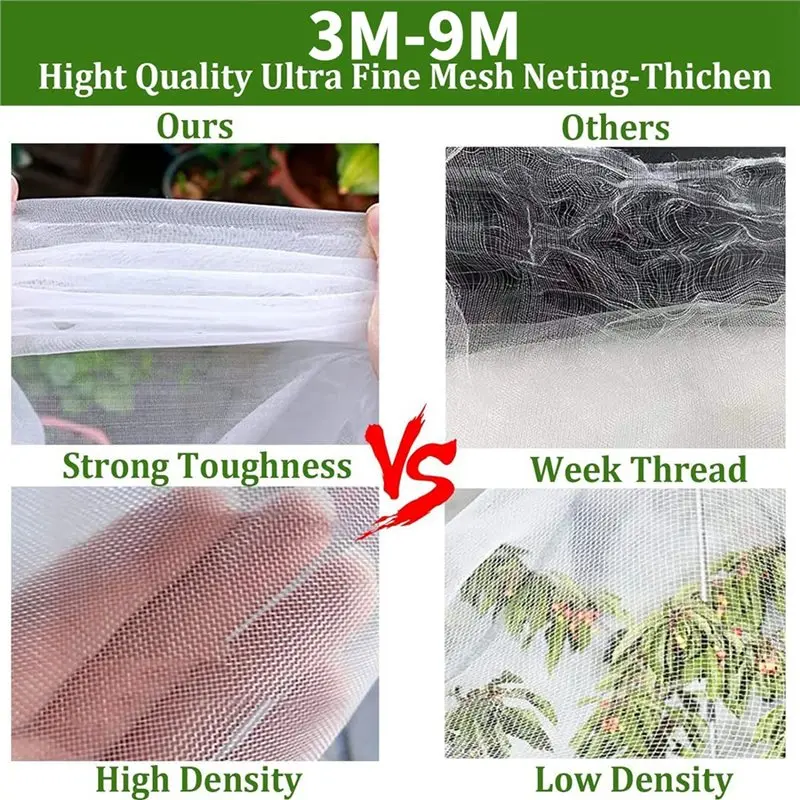 【HOUSEHOLD GOODS】Garden Mesh Netting Kit, 3X9m Ultra Fine Netting For Plants, Garden Hoops For Raised Beds, Cover Net For Vegeta