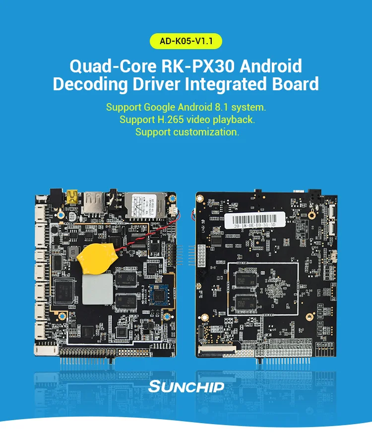 Fabryka Sunchip Cena Hurtowa Android 8.1 Wbudowana Płytka Rozwojowa PCB 1GB+8GB WIFI BT LAN 4G Karta TF 64G Porty Szeregowy