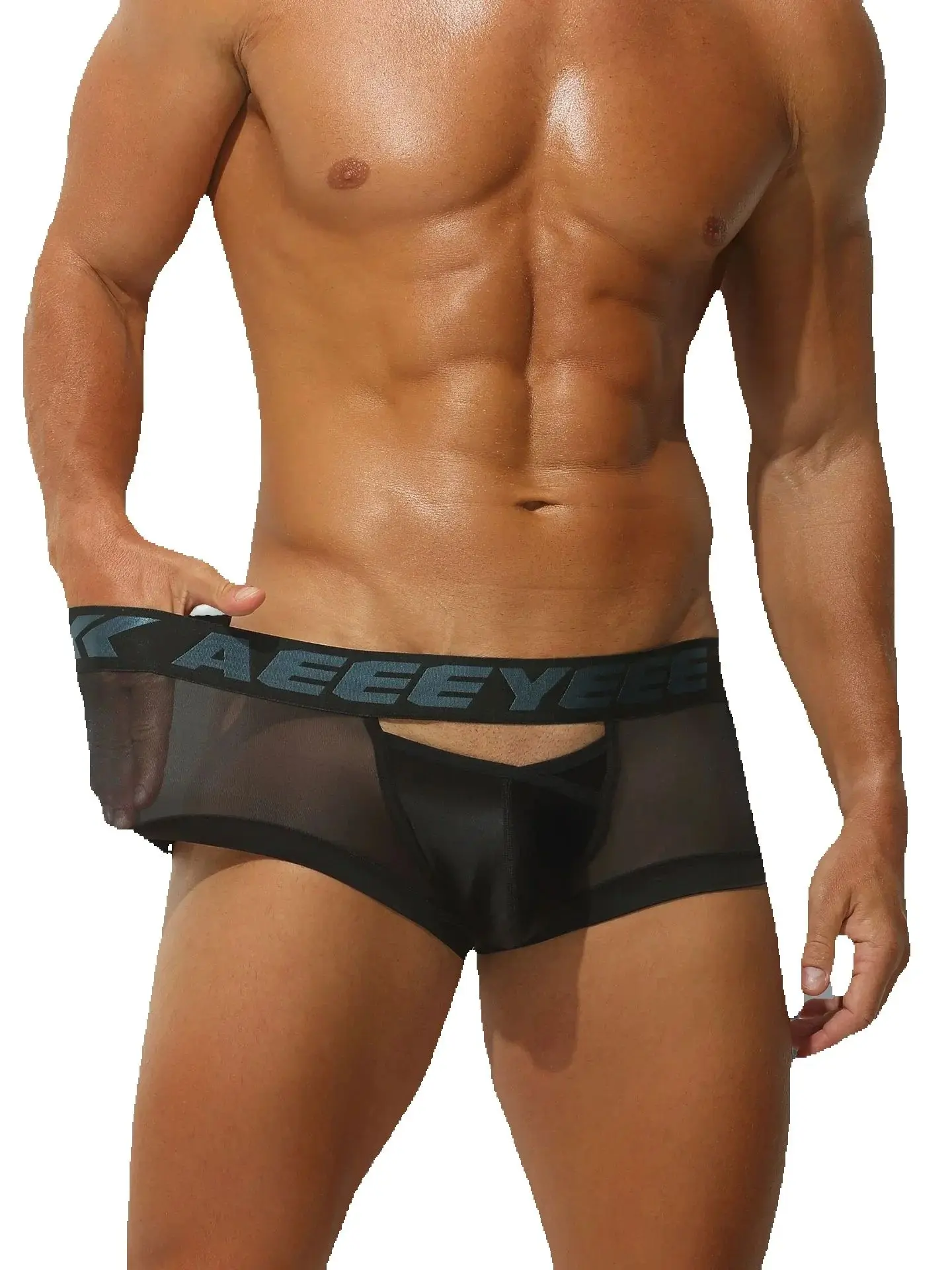 Hot Unique men's Underwear boxer ultra-thin transparent ice silk low waisted fully transparent traceless pant