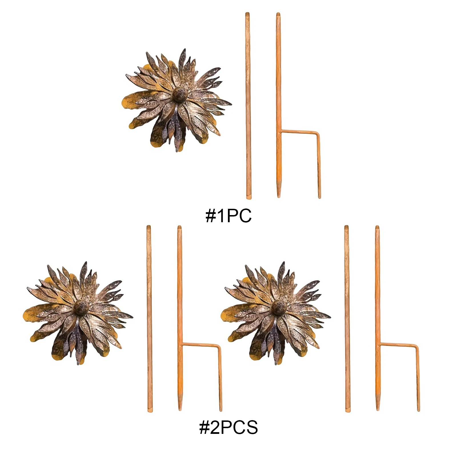 Iron Handmade Flower Garden Stakes Tool-Free Rust Finish Iron Lawn Ornament Anti-corrosion Rustic Cornflower Stake for Garden
