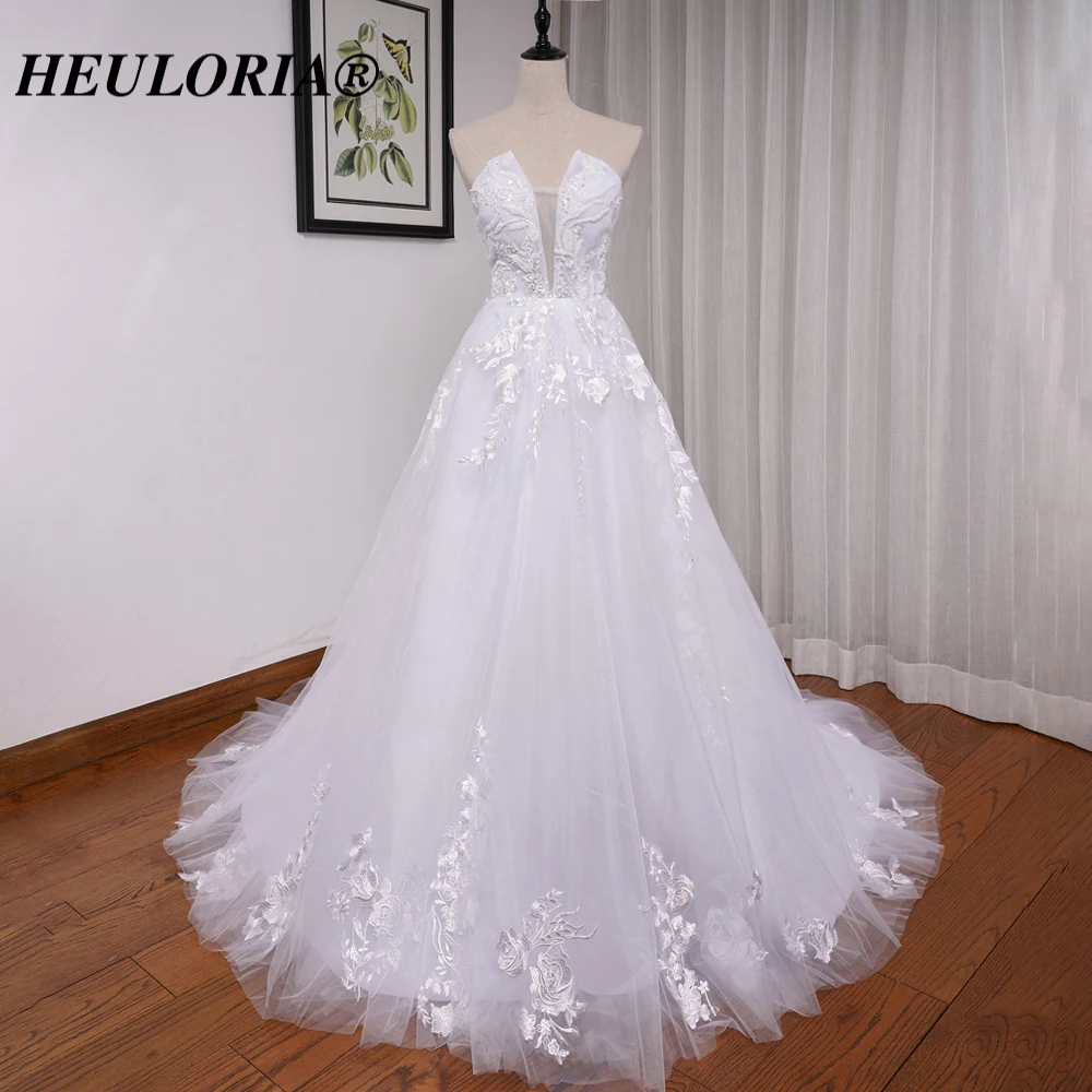 HEULORIA Boho Wedding Dress Lace beading A line plus size robe de mariee Wedding Bridal Gown