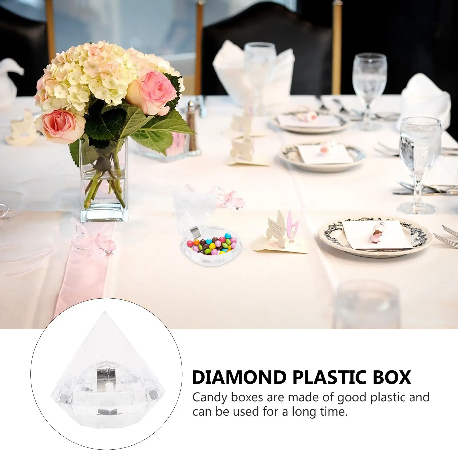 

12pcs Plastic Gift Box Packaging Diamond Shaped Candy Storage Case For Wedding Party Favor Diy Craft Home Decor