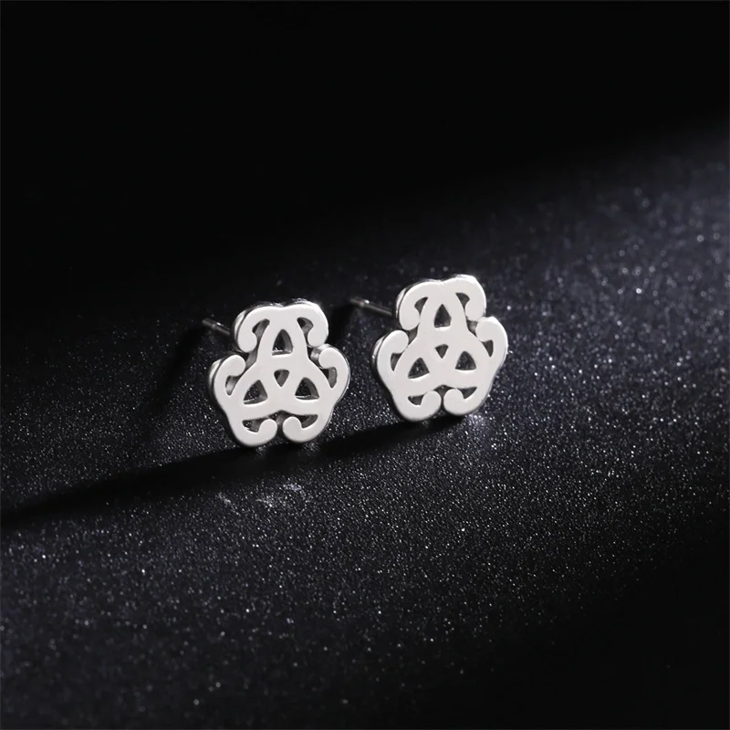 Pendientes de tuerca de nudo de bruja de acero inoxidable para mujeres y niñas, moda minimalista, nudo celta, amuleto de brujería, regalos de joyería