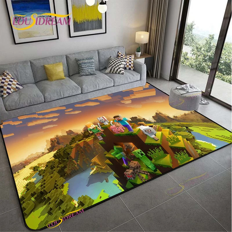 3D M-MINE Sandbox Games Decor Carpet For Living Room Sofa Coffee Table Bedroom Area Rugs Kitchen Kid Un-slip floor Mats Alfombra