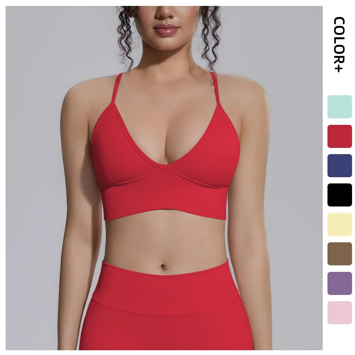 1PC Woman Sexy Yoga Underwear with Chest Pad Summer Gym Running Shockproof Workout Top Yoga Bra Gather Backless Bras for Women