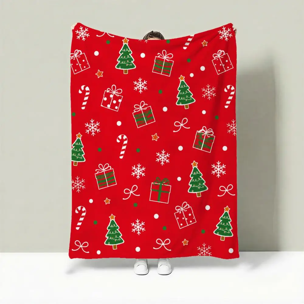 VintageChristmasDitsy Throw Lightweight 240g Flannel Blanket Soft Skin-friendly for Summer Cooling