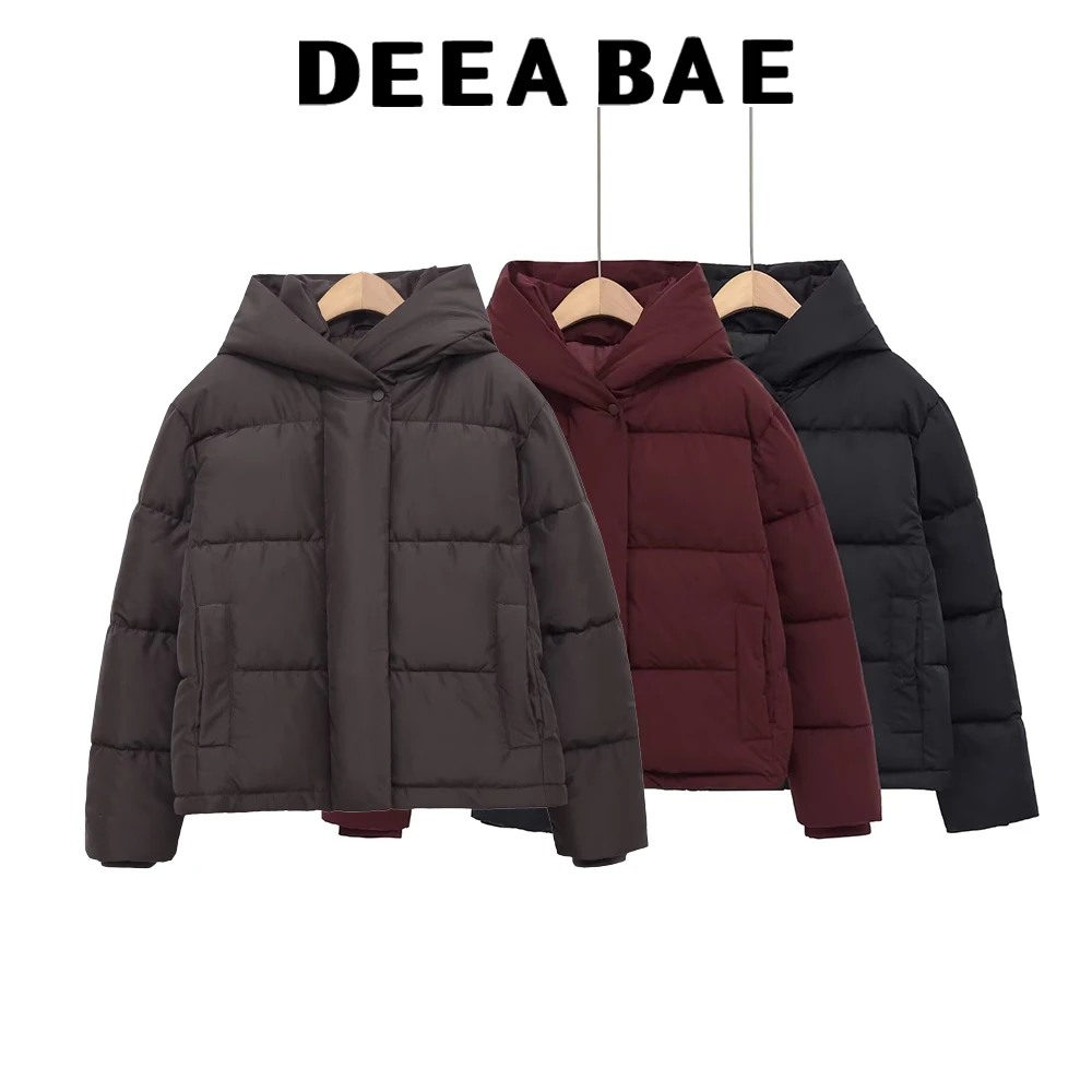 

DEEABAE 2025, новый зимний продукт, женская теплая короткая ветрозащитная кепка, водонепроницаемая и ветрозащитная толстая хлопковая куртка, пальто