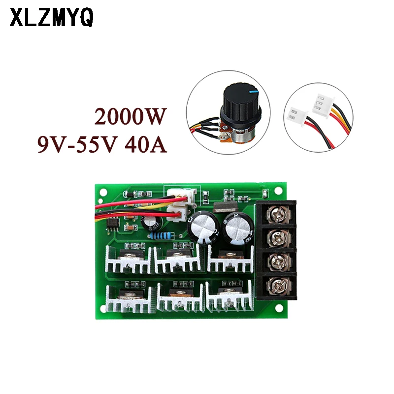 DC 9-55V 40A Motor Controller 2000W PWM DC Motor Pump Speed Regulator High Power Speed Controller 9V 12V 24V 36V 48V