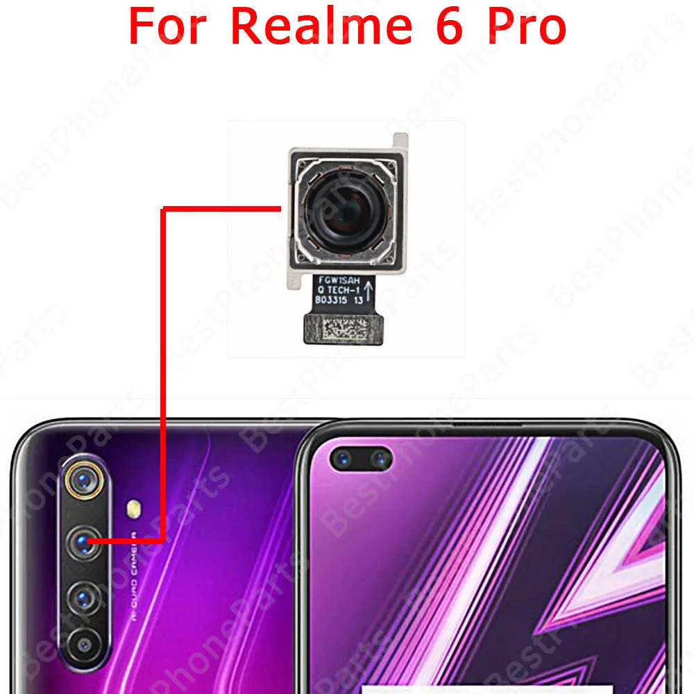 Front Rear Camera Module For Realme 6 Pro 6i 6Pro 6S Back View Selfie Big Camera Flex Cable Replacement Spare Parts