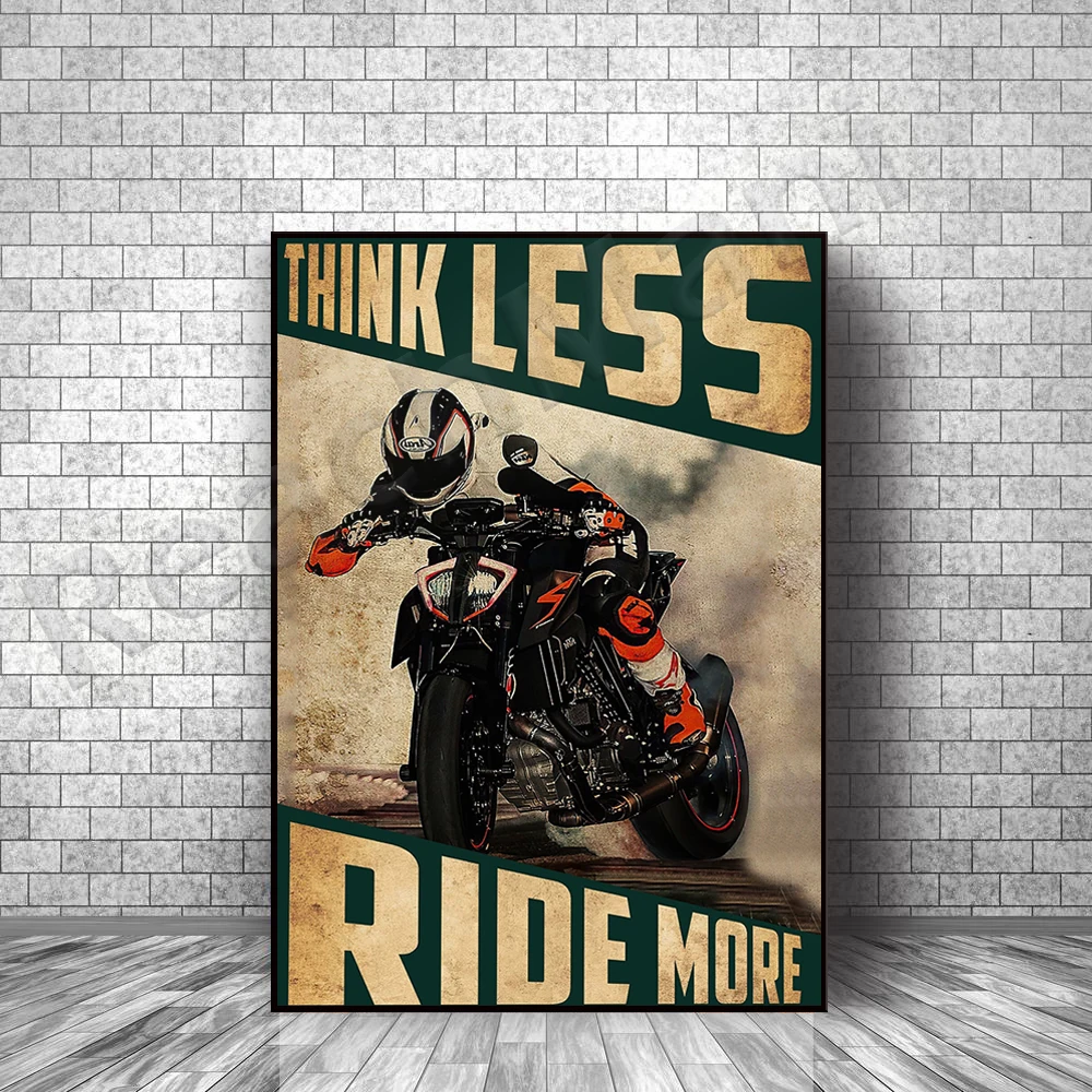 

Think Less Ride More Vintage Posters, Motorcycle Racing Decorations, Motorcyclist Posters, Retro Motorcyclist Gifts