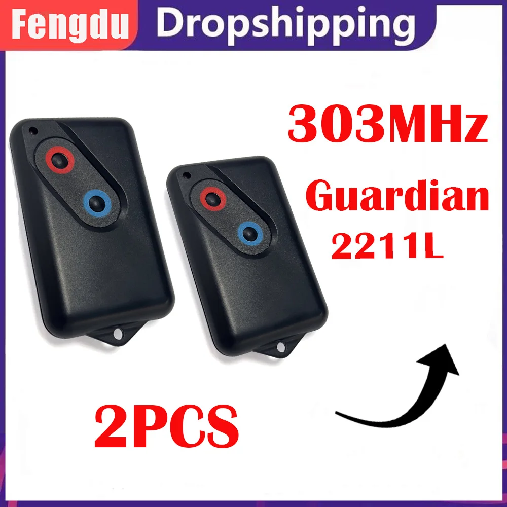 Boss 303MHz Compatible with Guardian 2211L 2 Buttons 2PCS Rolling Code  Garage Remote Replacement Door opener