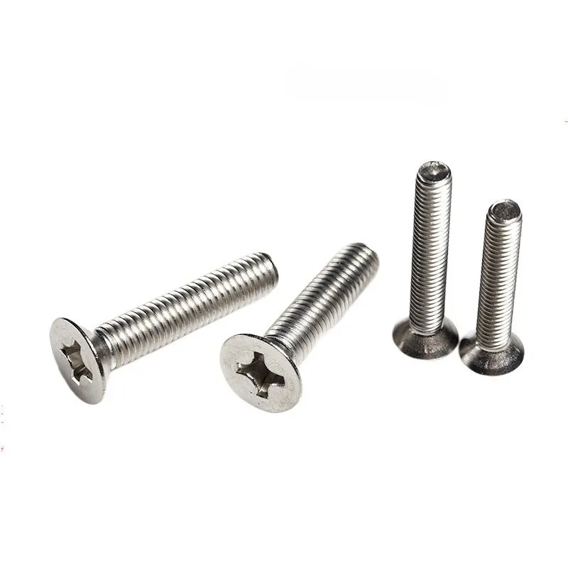 

100Pcs 304 Stainless Steel Flat Head Cross Machine Screw Sink Machine Screw Sink Head Cross Machine Screw M2