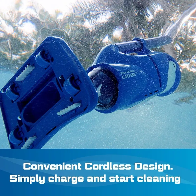 POOL BLASTER Catfish Cordless Pool Vacuum for Quick, Efficient Cleaning, Handheld Rechargeable Hoseless Swimming Pool Cleaner