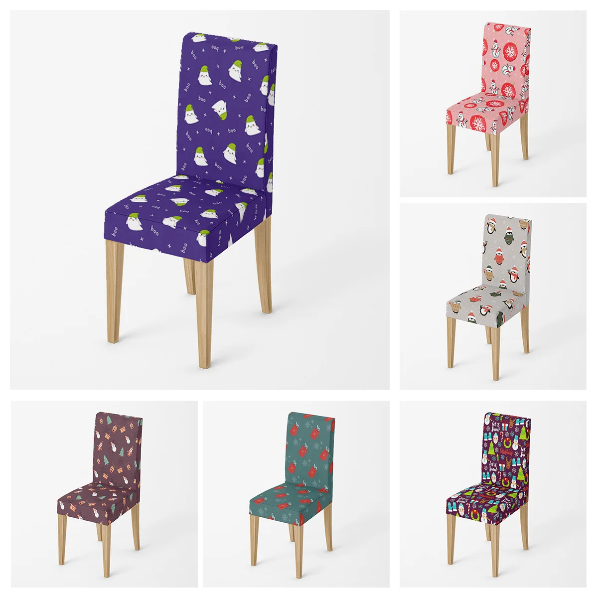 

Home chair Covers kitchen adjustable dining elastic fabric chairs cover wedding Desk stretch back restaurant Merry Christmas