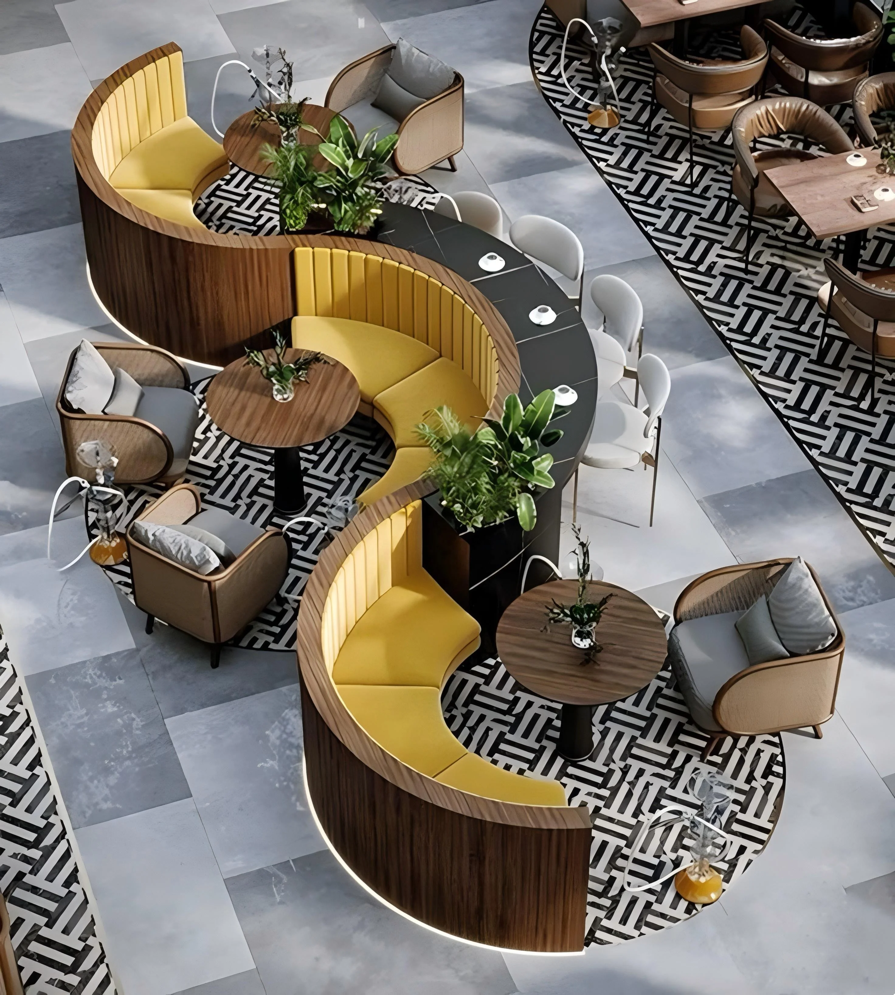 

Диван для ресторана, комплект диванов для гостиной в отеле, круглый диван для отдыха, мебель для ресторана, S-образный угловой диван на 7 мест