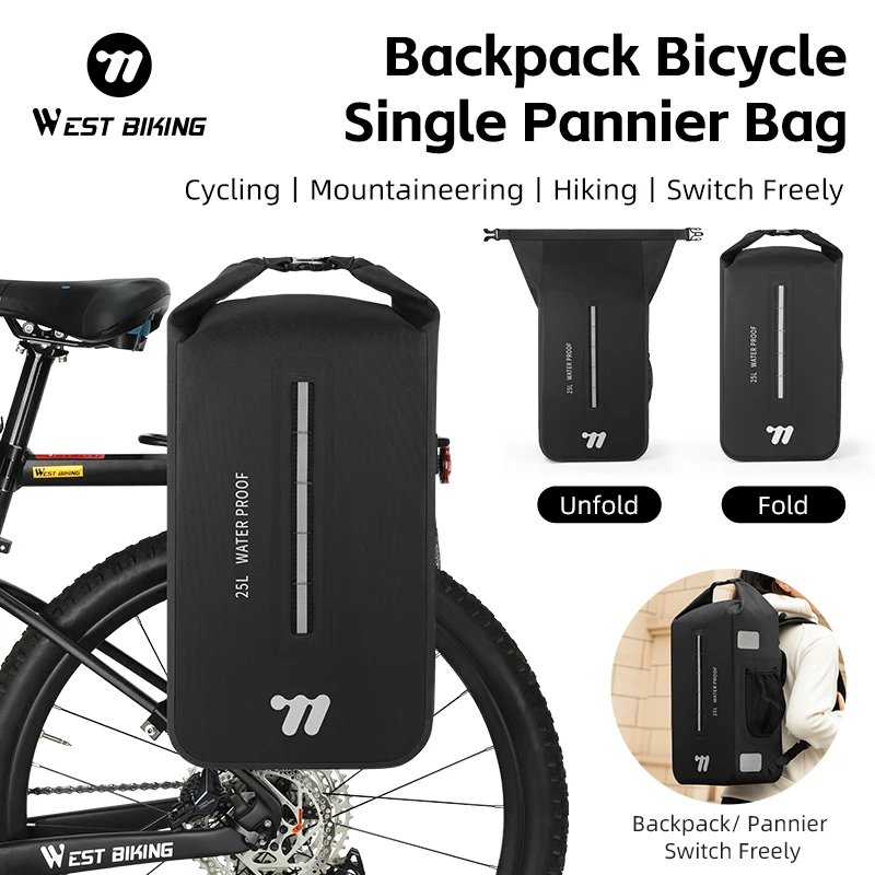 WEST BIKING Multifunktionale Wasserdichte Fahrrad-Einzel-Gepäckträgertasche Fahrrad-Seiten-Gepäckträger-Aufbewahrungstasche Outdoor-Radfahren Pendler-Gepäcktasche