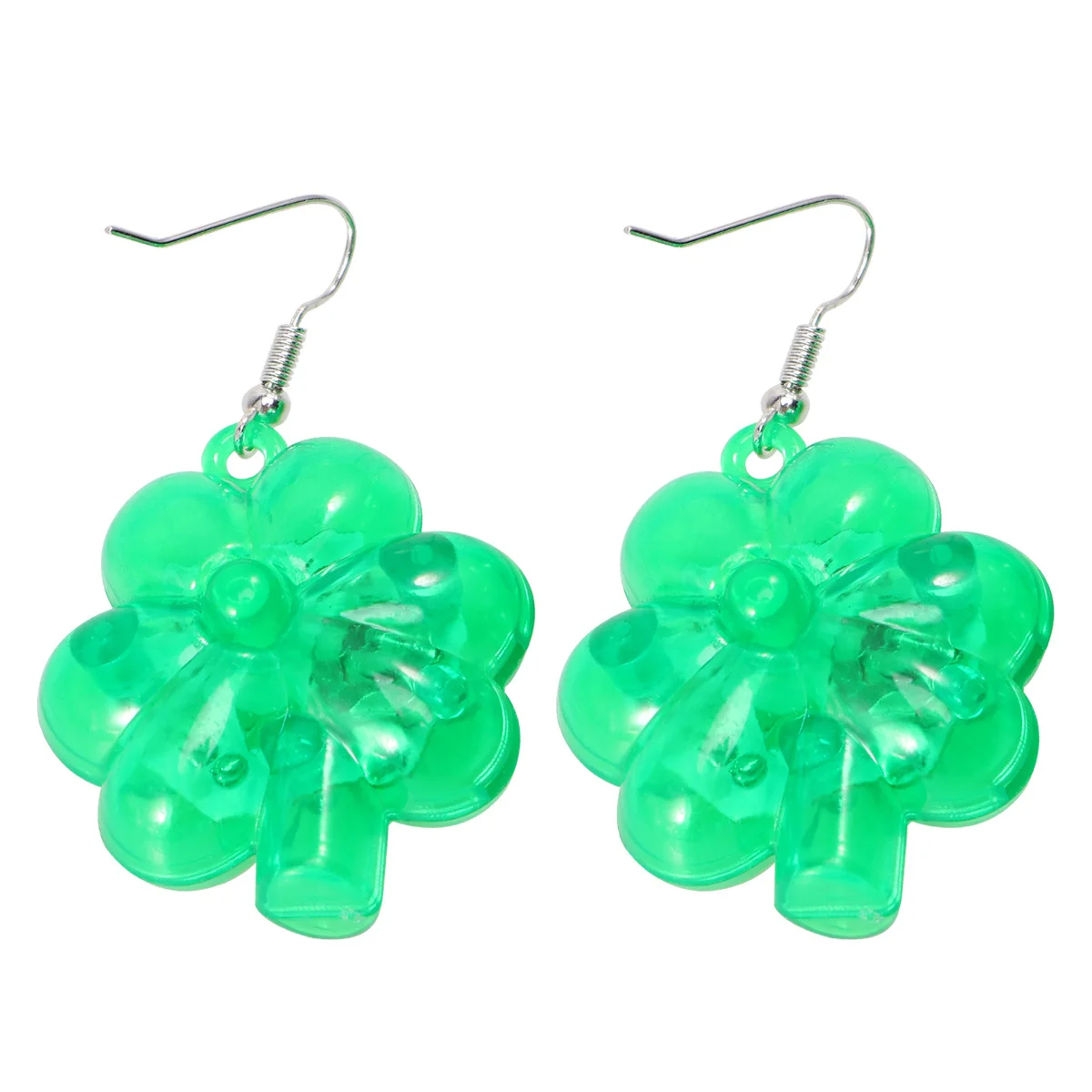 

5Pairs Clover Earrings St. Patricks Day Glowing LED Shamrock Eardrops Creative Luminous Party Festival Accessories