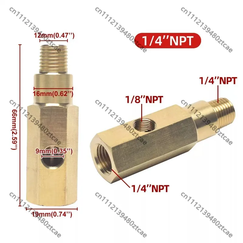 Modified Brass Turbo Boost Line Tee Fitting, Vacuum Pipe 3-Way Adapter, Pressure Resistant Brass Tee Connector Accessory