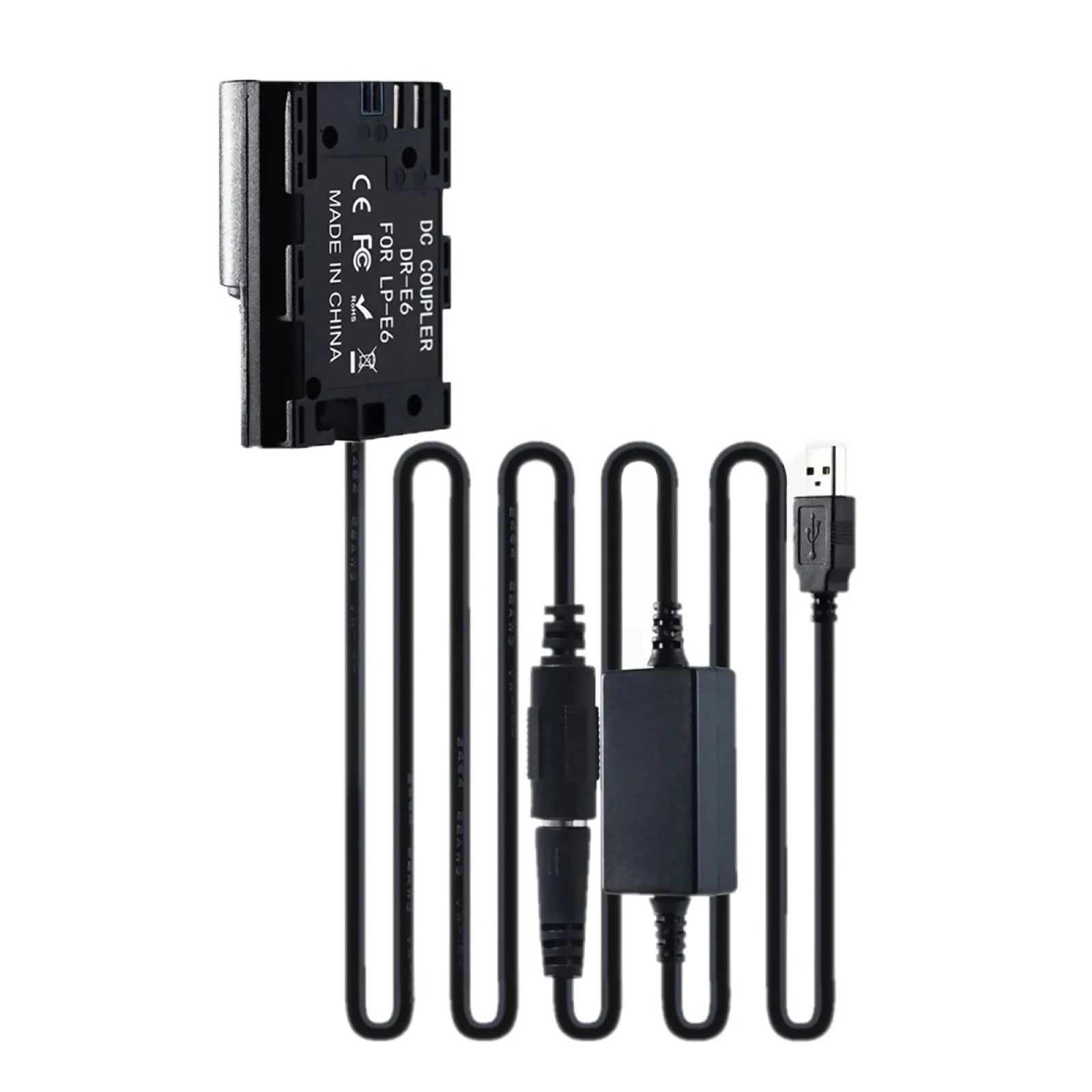 DR-E6 DC Coupler Adapter LP-E6 Dummy Battery With USB Power Cable For Canon R R5 R6 5D3 5D4 6D2 70D 80D 90D Camera Accessories