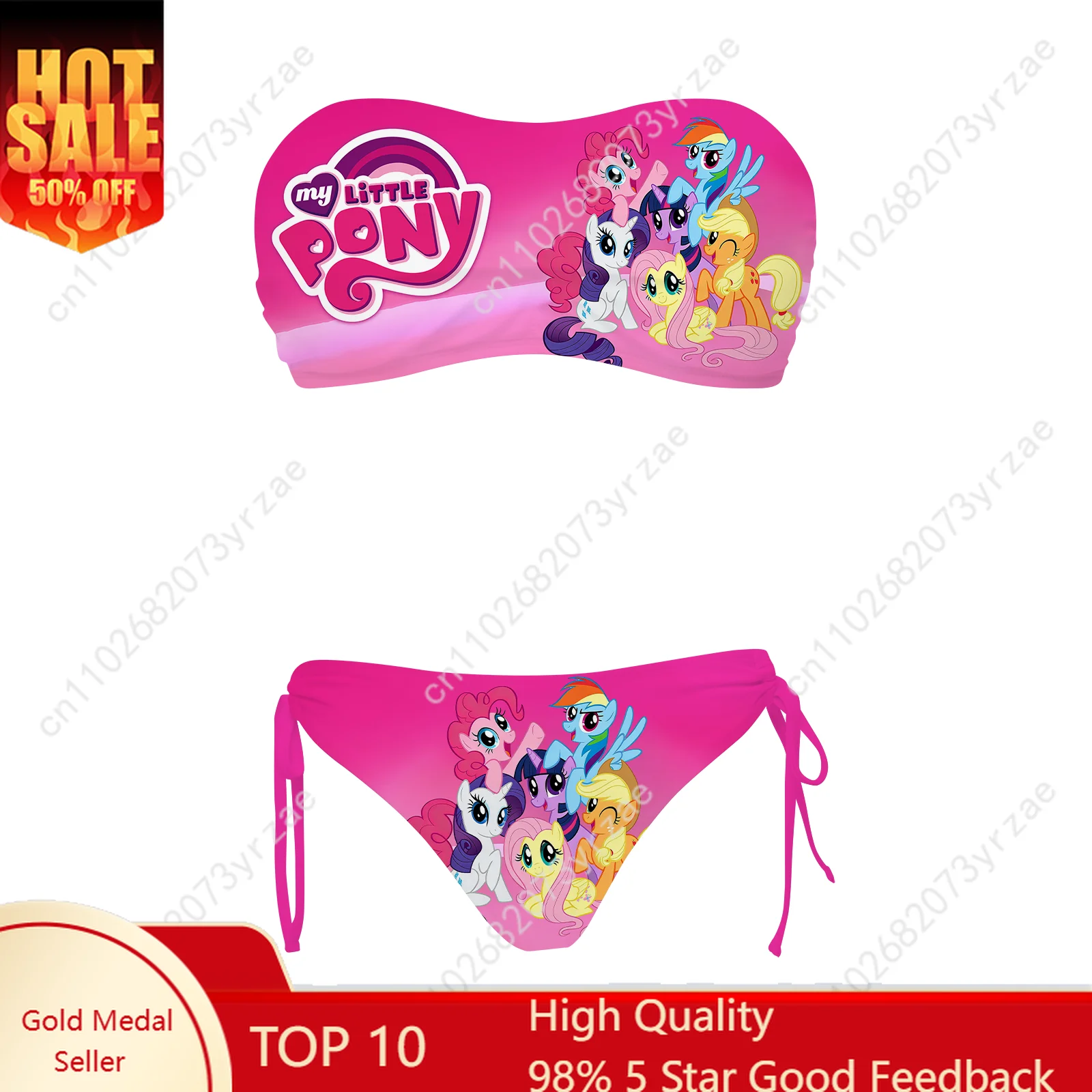 

My Little Pony Girls Womens Drawstring Two Piece Set Bathing Suits Fashion Swimwear Pool Party Sexy Bikini Custom Swimsuit
