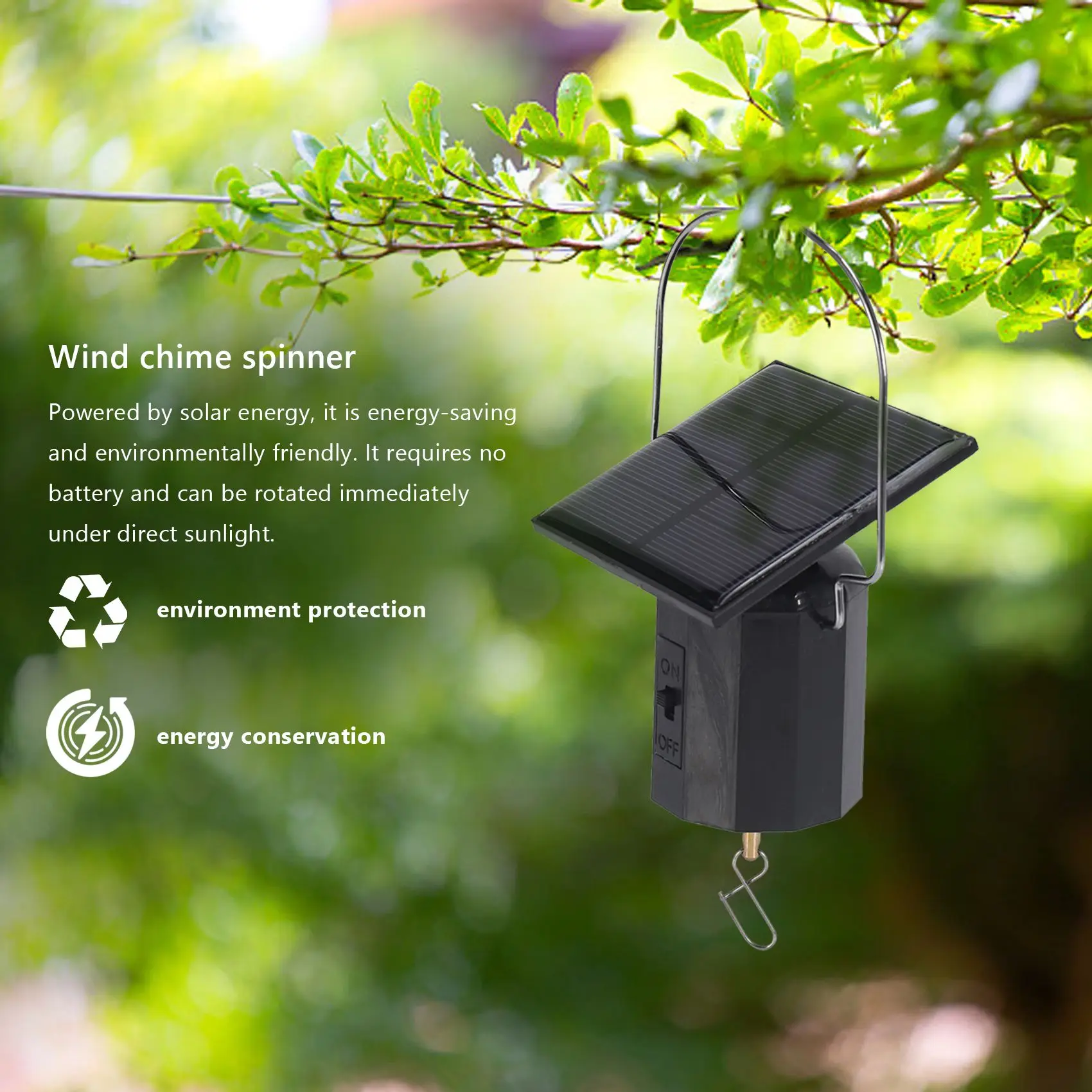 Wind Spinner Motor Solar Hanging Display Motor Rotating Solar Energy Wind Spinner Motor Rotatable Hook for Wind Chimes