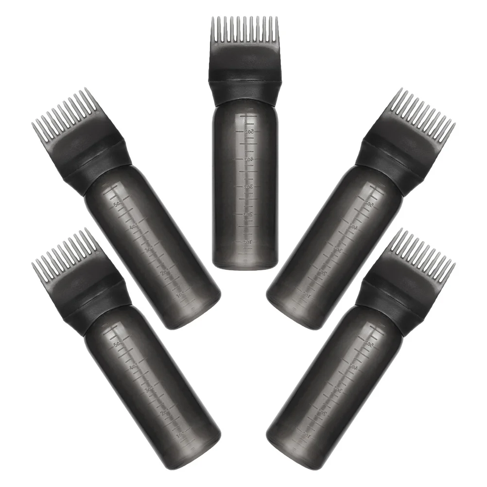 5Pcs Hair Color Applicator Bottles Scale Oil Comb Scalp Dyeing Home Salon Use Stylish Leakproof Design Bottle Brush for Hair - Image 5