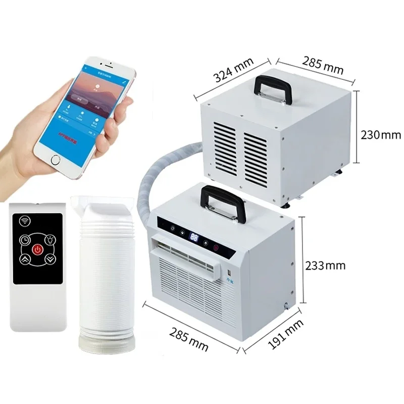 휴대용 분할 모바일 에어컨, 자동차 가정용 에어컨, 무료 설치 캠핑 텐트 냉각, 1300W, 3000BTU, 110V, 220V