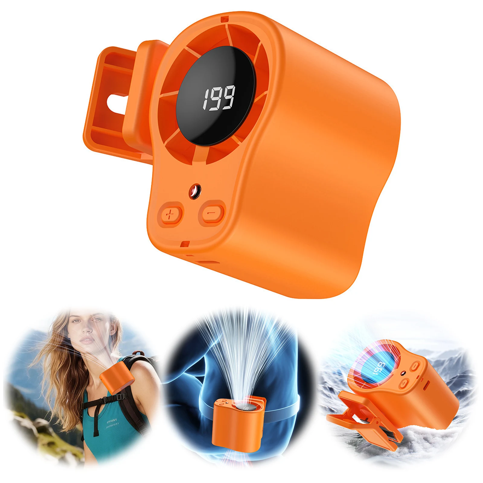 Rechargeable Wearable Belt Waist Fan 199 Speeds 360° Rotation Portable Car Ac Semi-Cooling Technology for Cars Work Camping