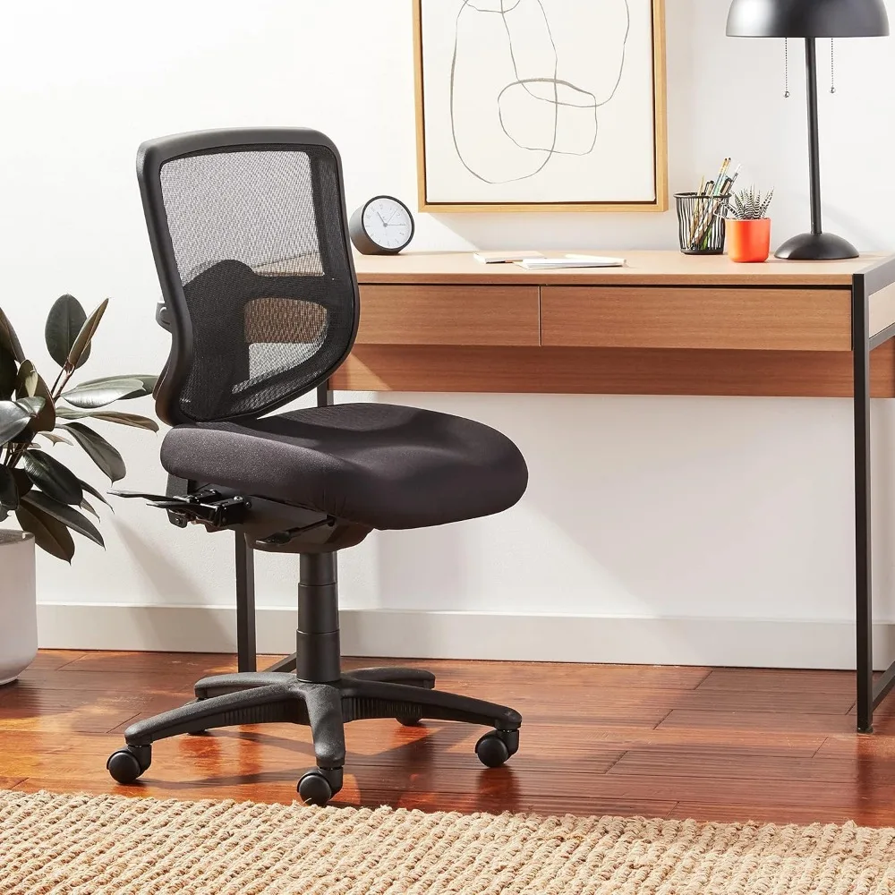 كرسي مهام خلفي مريح من Office Star مع تعديل ارتفاع خلفي بسقاطة وتحكم مزدوج الوظيفة، بدون ذراع، خالي من الفحم