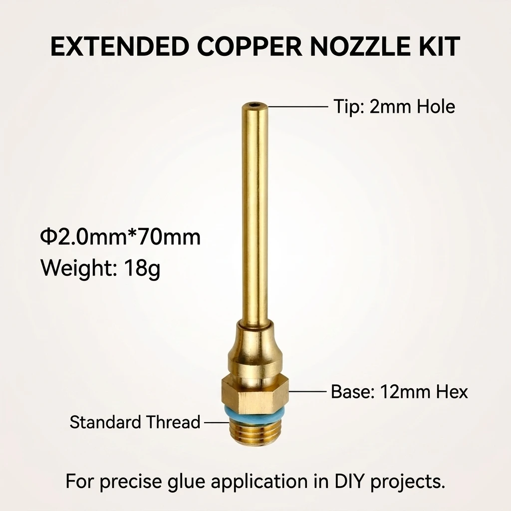 Glue Gun Nozzle Precision 100mm Extended Brass Tip for DIY Crafts Electronic Repair Model Building Professional Tool Kit