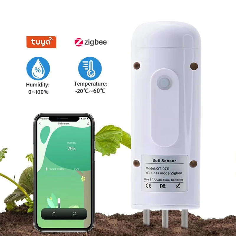 ZIGBEE Plant Monitor Outdoor Soil Temperature Meter Moisture Humidity Tester Garden Automation Irrigation TUYA Detector