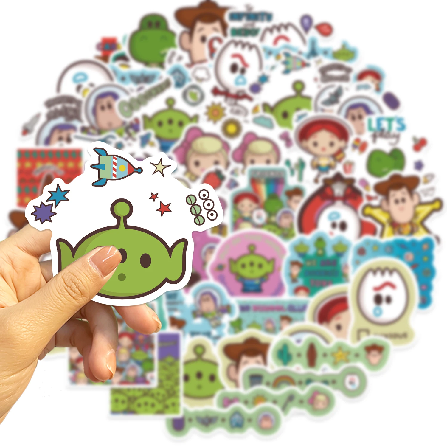 50 Stück Disney Toy Story Aufkleber, Film, Anime, Cartoon, Aufkleber, Skateboard, Gitarre, Laptop, niedliches Kawaii-Aufkleberpaket, Kinder, Mädchen, Jungen, Spielzeug