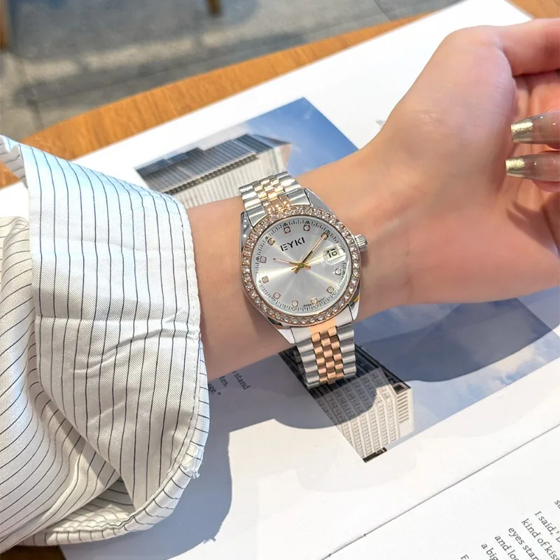 2025new trend simple fashion steel belt girls watch temperament niche light luxury student waterproof quartz watch birthday gift