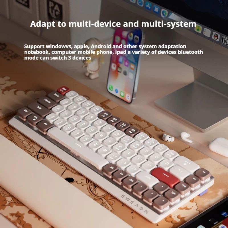 

Mk68 Low Axis Mechanical Keyboard Wireless Bluetooth Three Connection Methods Office Silent Tablet Ipad Laptop Black Myth Wukong