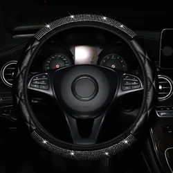 Skin Sense Three-dimensional Artificial Sheepskin Diamond Flash Car without Inner Ring Steering Wheel Cover Fits 14.5-15 Inches