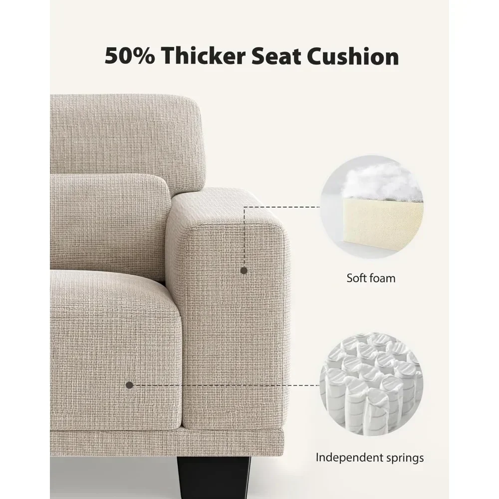 3 Seater Couch, Sofas for Living Room with Deep Seats and Wide Armrests, 89" Comfy 3-Seater Sofas, Modern Upholstered Couch