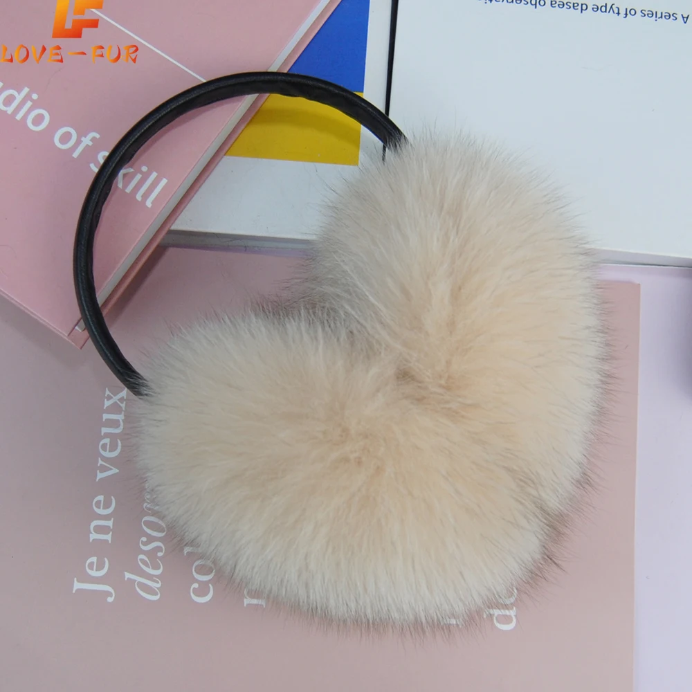 New Arrival Women Plush Genuine Real Fox Fur Earmuff Winter Lady Big Fox Fur Fluffy Earmuffs Warm 100% Real Fox Fur Ear Cover