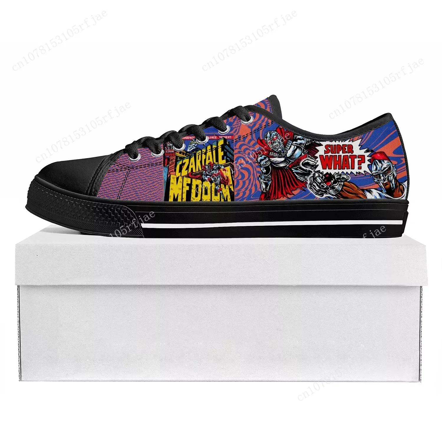 MF Doom Hip Hop Rapper Low Top High Quality Sneakers Mens Womens Teenager Canvas Sneaker Casual Couple Shoes Custom Shoe Black