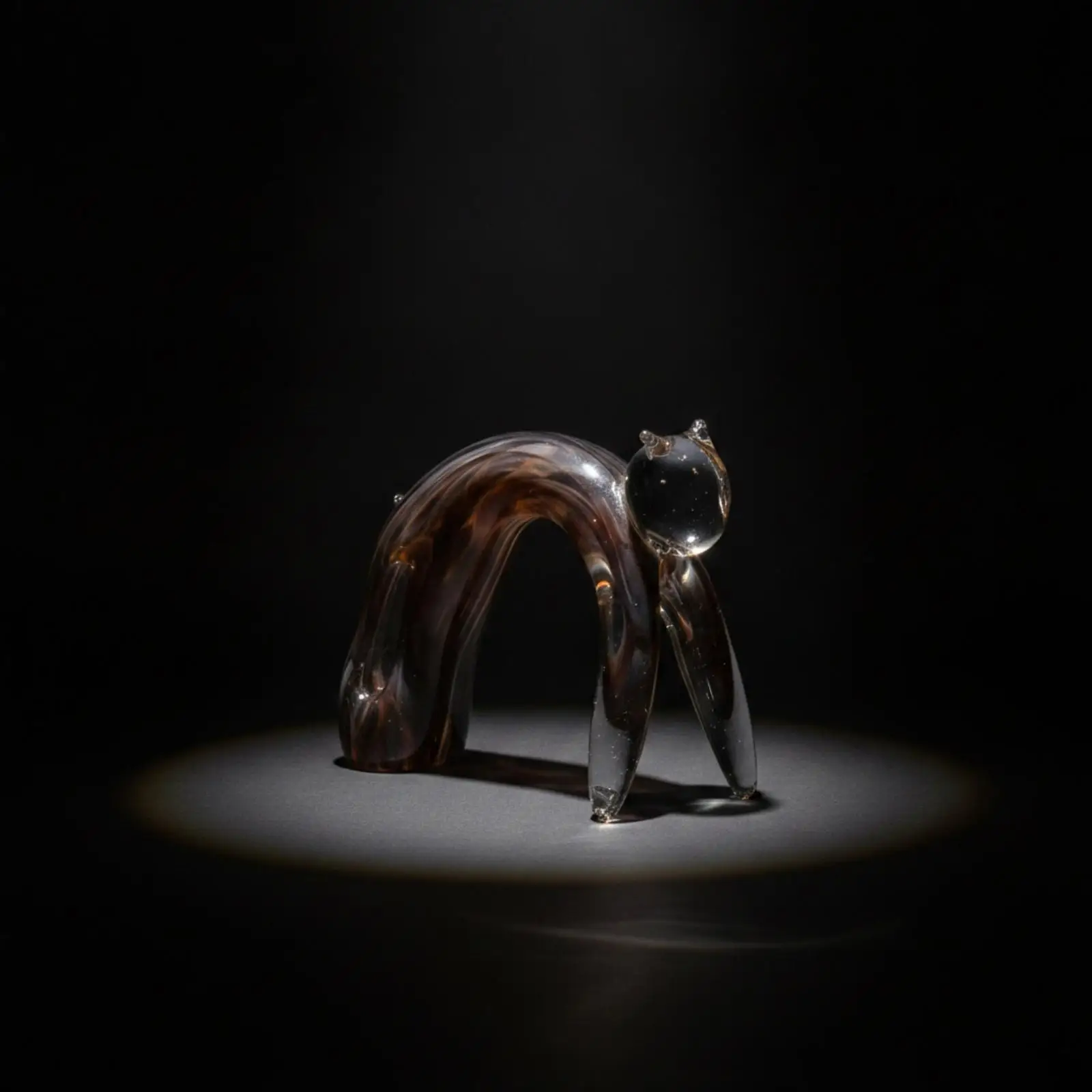 Cat Figurine Handcrafted Glass Figurine Marbled Feline Glass Sculpture for Collectors, Shelf, Living Room, Office view 5