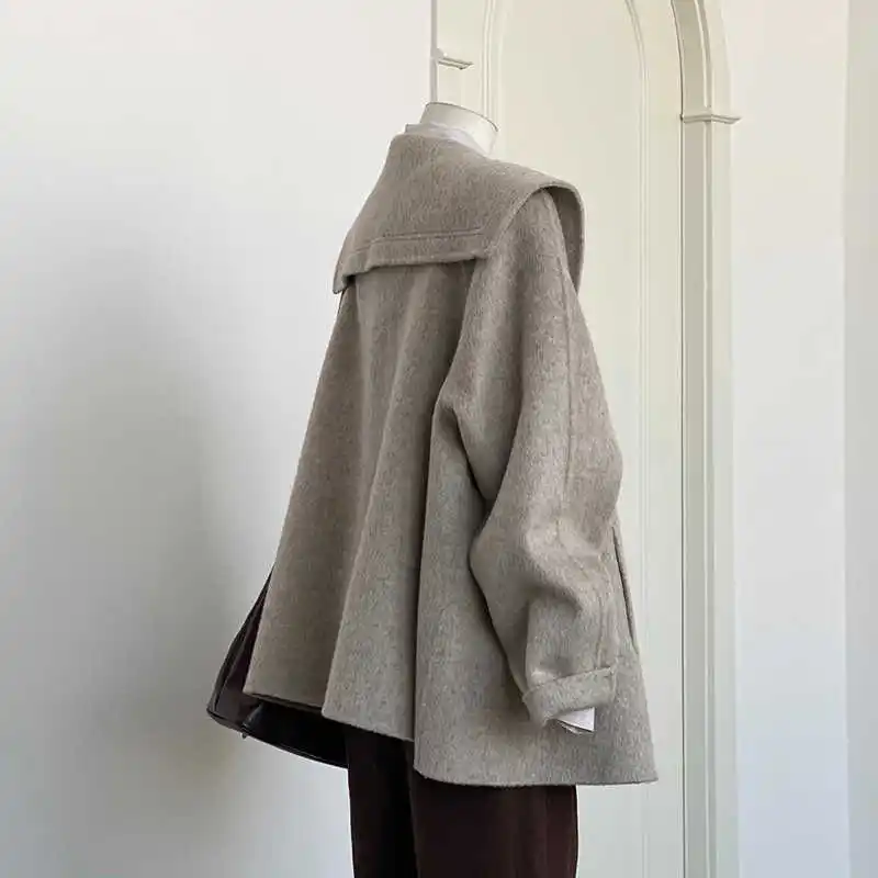 Double Sided Cashmere Woolen Coat For Women In Autumn And Winter 2025, New Hepburn Style Loose Fitting Small Suit Jacket