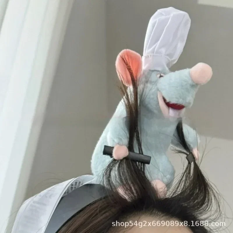ديزني بيكسار أنيمي راتاتوي هيرباند Kawaii الكرتون أفخم دمية عقال لطيف ريمي أفخم دمية دبوس الشعر غطاء الرأس زوجين هدية