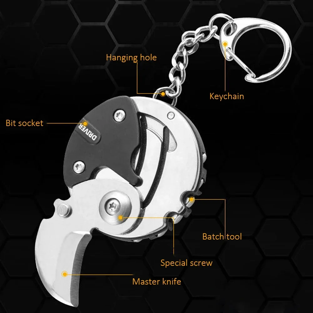 Mini Navaja Plegable de Acero Inoxidable para Exteriores, Multiusos, Portátil, Exquisita, con Forma de Moneda, Llavero, Alta Dureza, EDC
