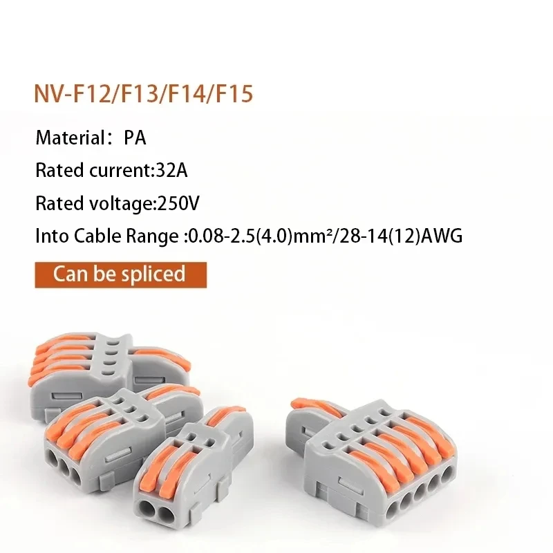 Conector de cableado rápido 1 en salida múltiple, divisor Universal, cable de cableado Push-in, bloque de terminales doméstico a tope combinado SPL