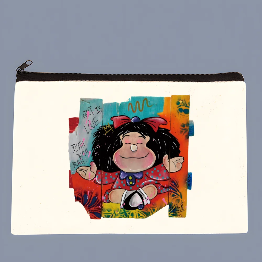 

Mafalda Comic Ulzzang Cartoon Kawaii Canvas coin purse custompattern logo storage pouch canvas bag new coin bag key coin purse