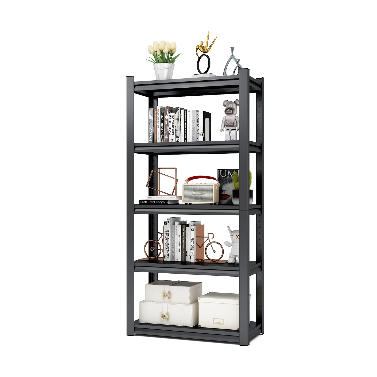 Metal Shelf-Small garage shelving units and storage maximize the space of kitchen, living room, warehouse, office