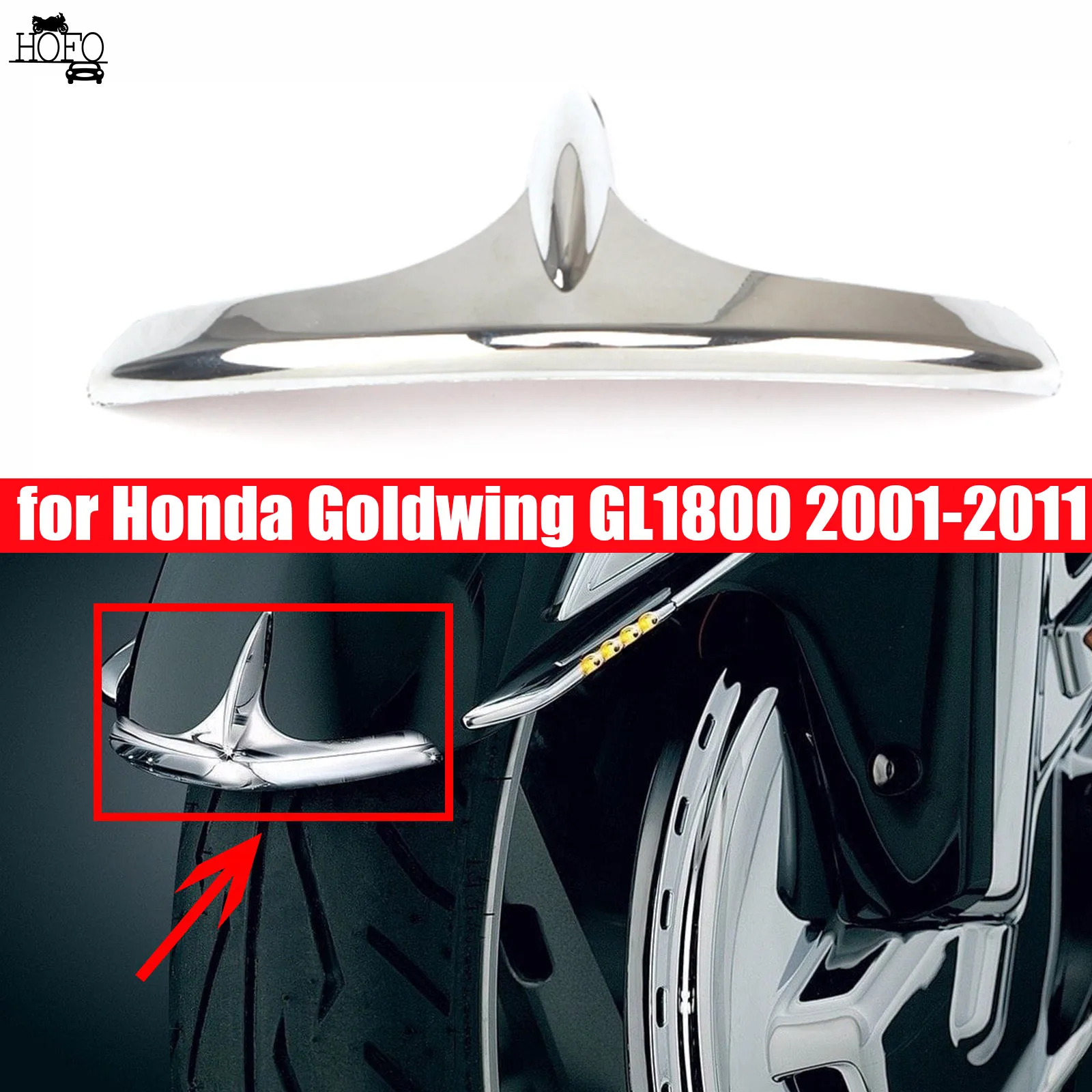

Motorcycle Chrome Front Rear Fender Tip Trim Case for Honda Goldwing GL1800 2001-2011 2002 2003 2004 2005 2006 2007 2008 2009