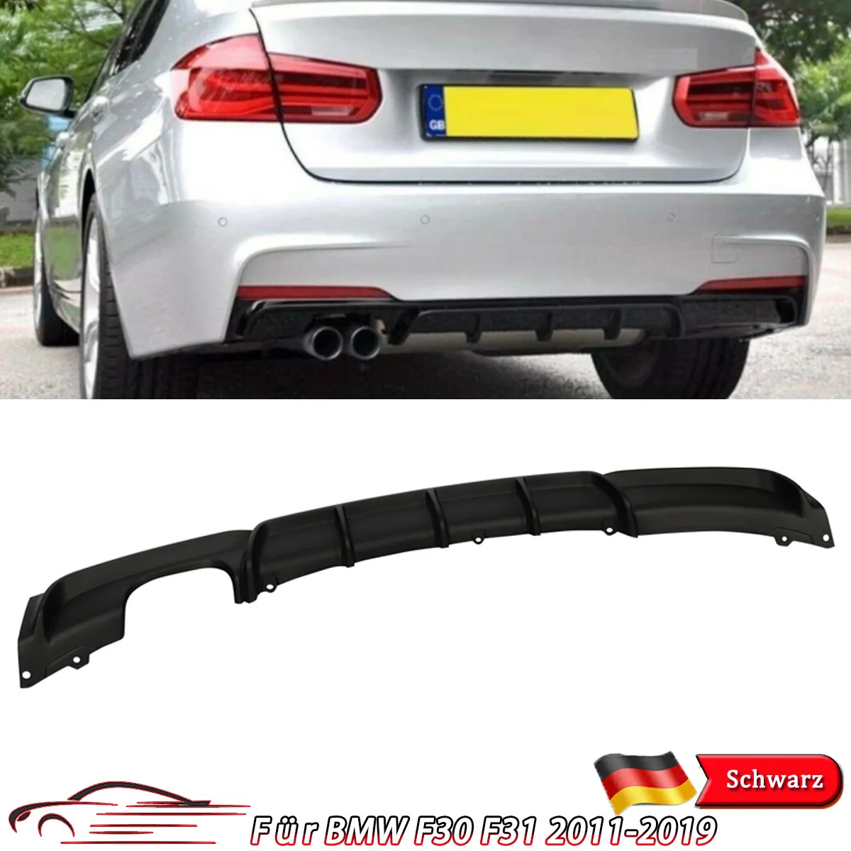 Matte Black Diffuser For BMW 3 Series F30 F31 2012 2013 2014 2015 2016-2018 Rear Diffuser Rear Bumper Lip 320i 325i 328i 335i